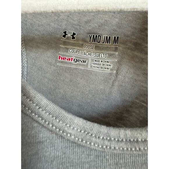 Under Armour Girls Tank Top Sz M Gray Big Logo Loose Fit Heat Gear Slub Knit - Picture 6 of 6